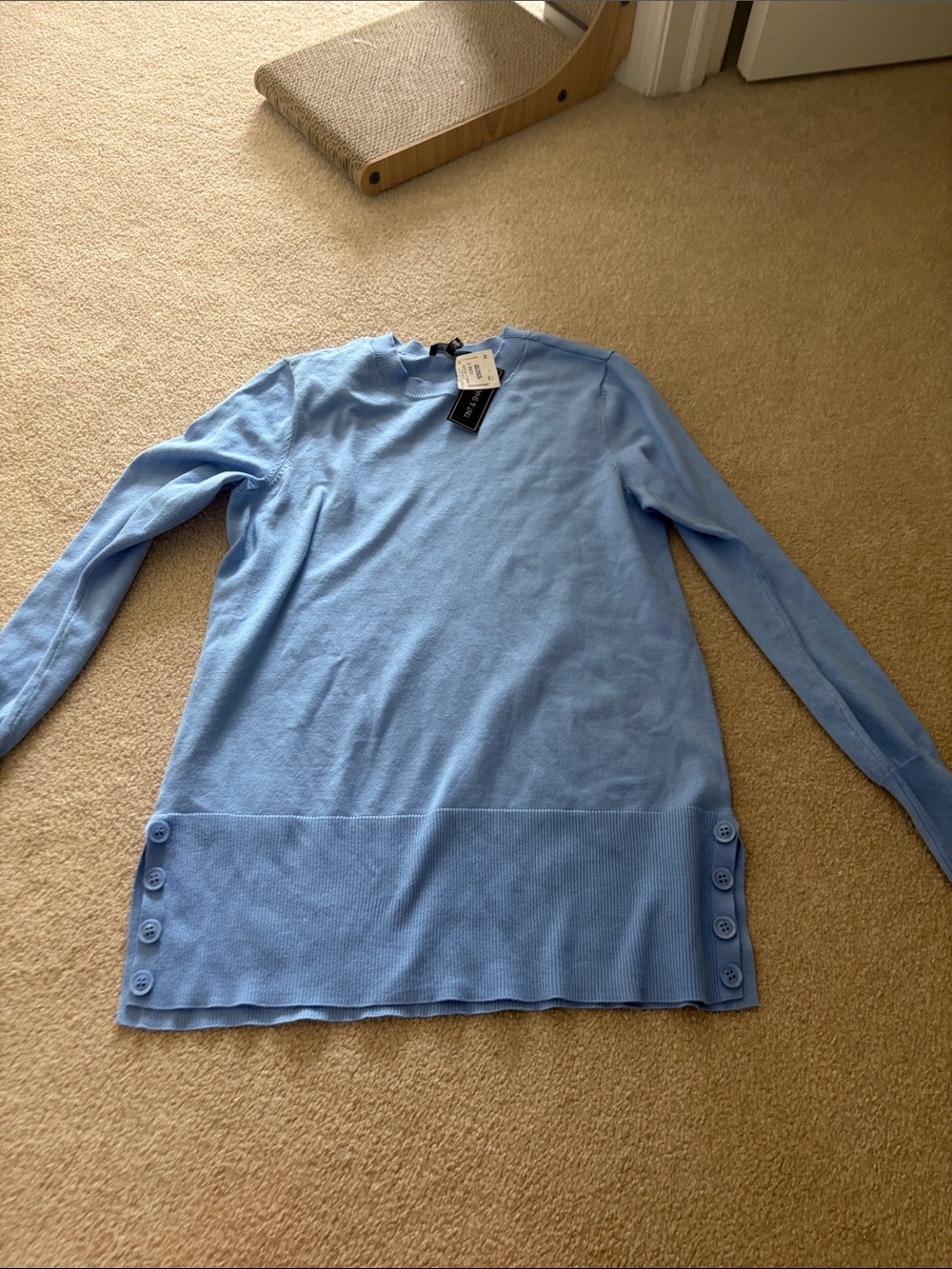 Light Blue Women’s Swim Tunic Sweater with Side Buttons - Unknown Brand
